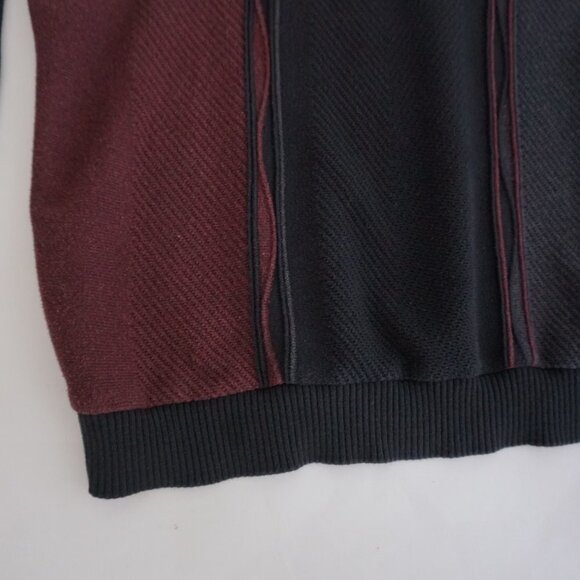 Vintage '90S Tosani Black Maroon Eclectic Grandpa 100% Cotton V-Neck Sweater M - Picture 6 of 10